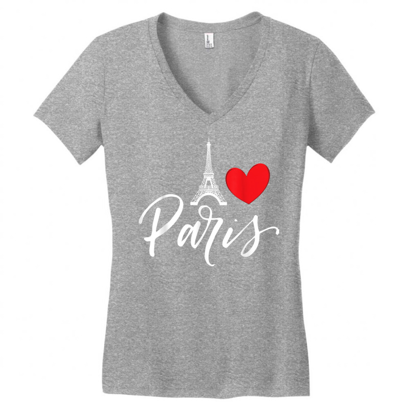 Eiffel Tower A Heart From Paris With Love To France T Shirt Women's V-Neck T-Shirt by ramusghnuneswo | Artistshot