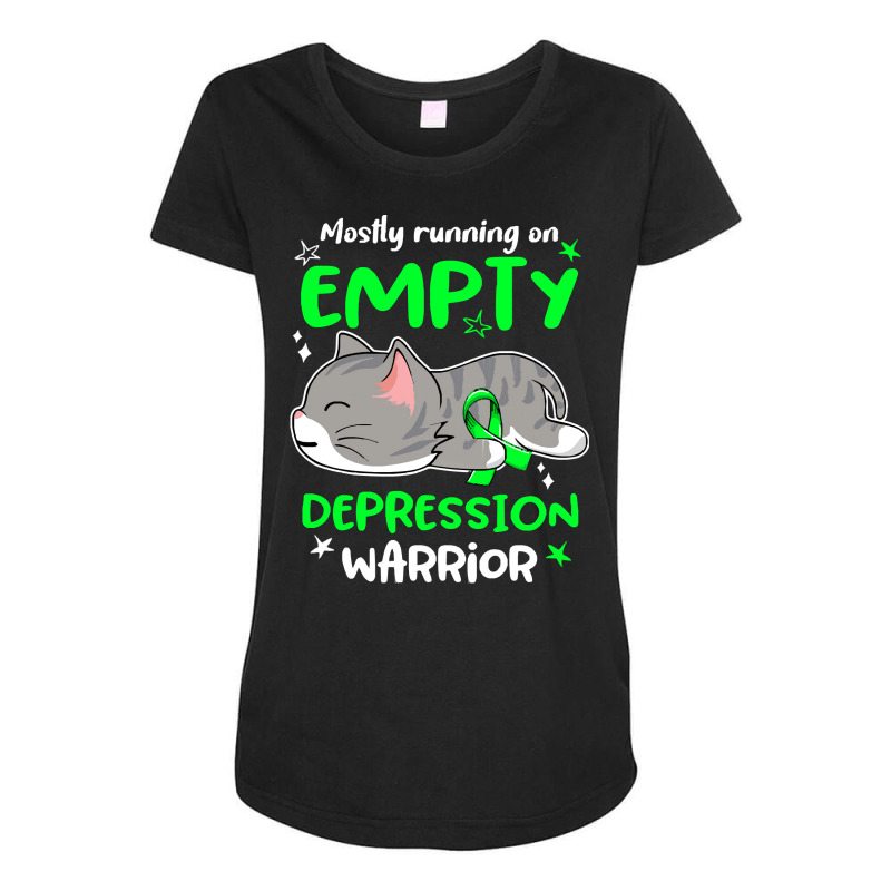 Depression Awareness T  Shirt Mostly Running On Empty Depression Warri Maternity Scoop Neck T-shirt by thaddeuscassin860 | Artistshot