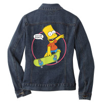 The Simpsons Bart Simpson Eat My Shorts T Shirt Ladies Denim Jacket | Artistshot