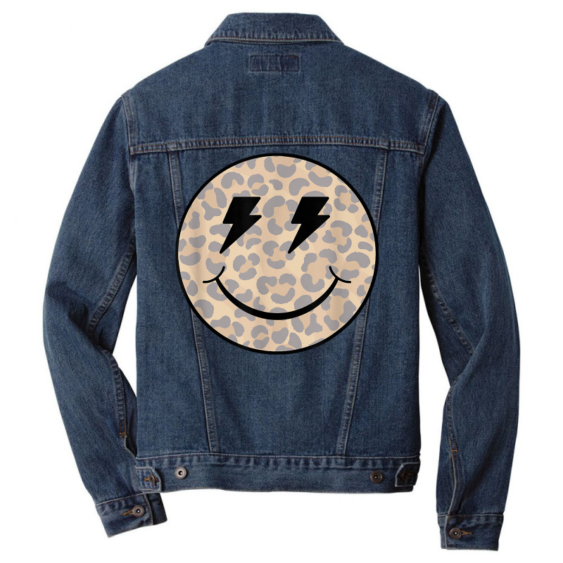 Trendy Leopard Smiley Face Lightning Bolt T Shirt Men Denim Jacket by texz | Artistshot