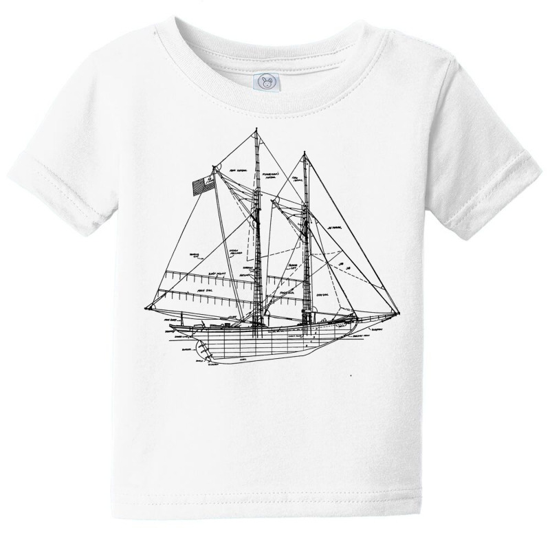 Sailing Vintage Blueprint Sailboat Yachting Vacation T Shirt Baby Tee | Artistshot