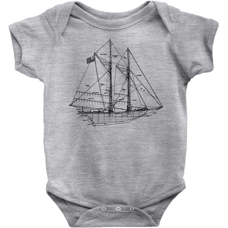 Sailing Vintage Blueprint Sailboat Yachting Vacation T Shirt Baby Bodysuit | Artistshot