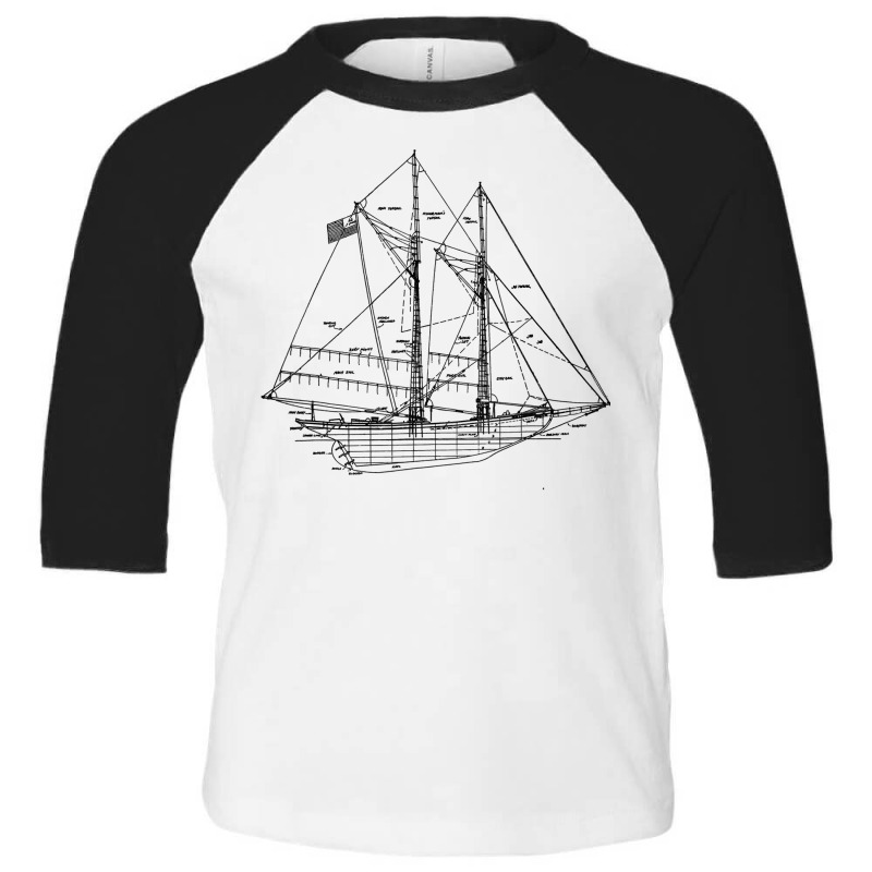 Sailing Vintage Blueprint Sailboat Yachting Vacation T Shirt Toddler 3/4 Sleeve Tee | Artistshot