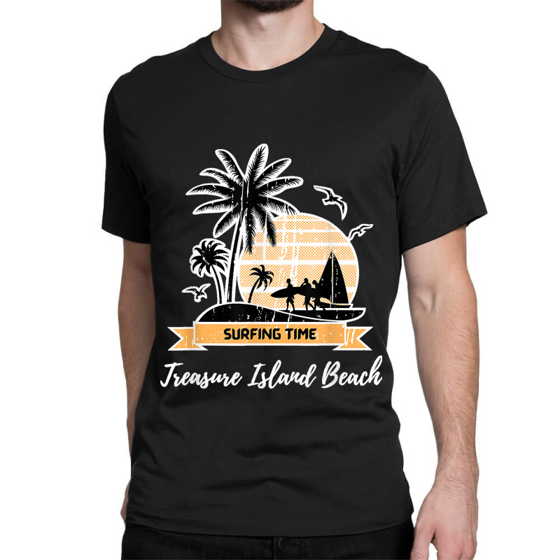 Vintage Treasure Island Beach Lover Palm Trees Surfing Time Classic T-shirt by EaglesonBonnie | Artistshot