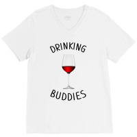 Drinking Buddies Wine Glasses Vector V-neck Tee | Artistshot