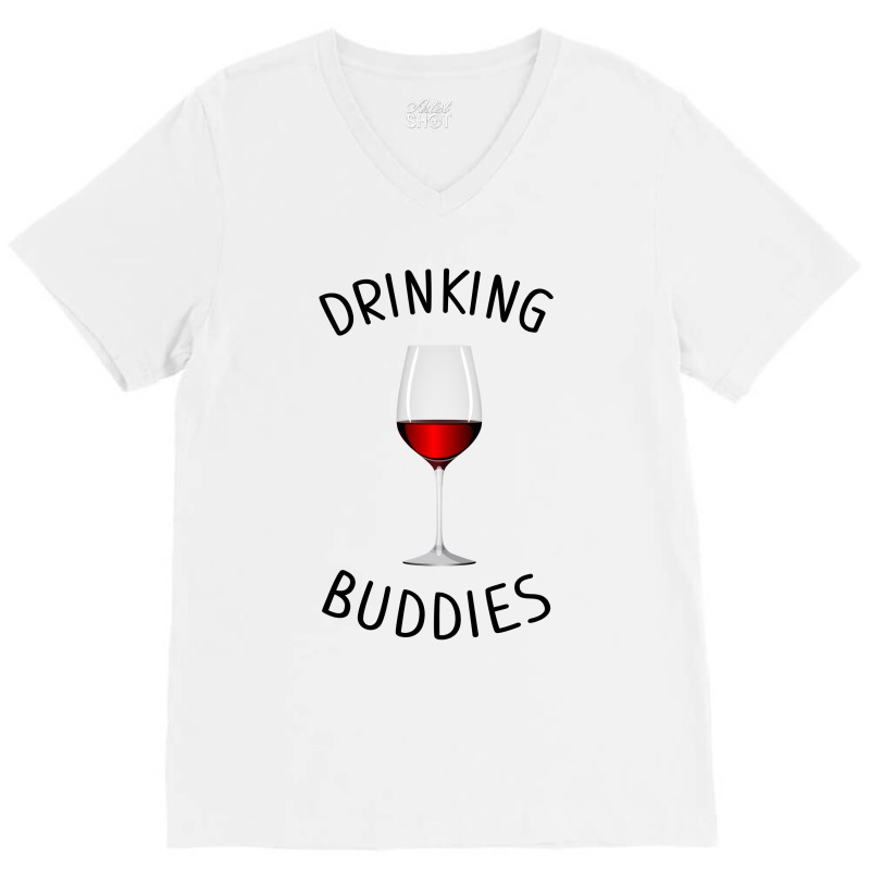 Drinking Buddies Wine Glasses Vector V-Neck Tee by Artees Artwork | Artistshot