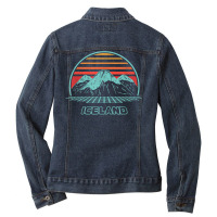 Iceland Retro Vintage 80s Style T Shirt Ladies Denim Jacket | Artistshot