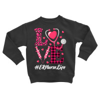 Love Stethoscope Hearts Er Nurse Valentine S Day Costume Long Sleeve T Toddler Sweatshirt | Artistshot