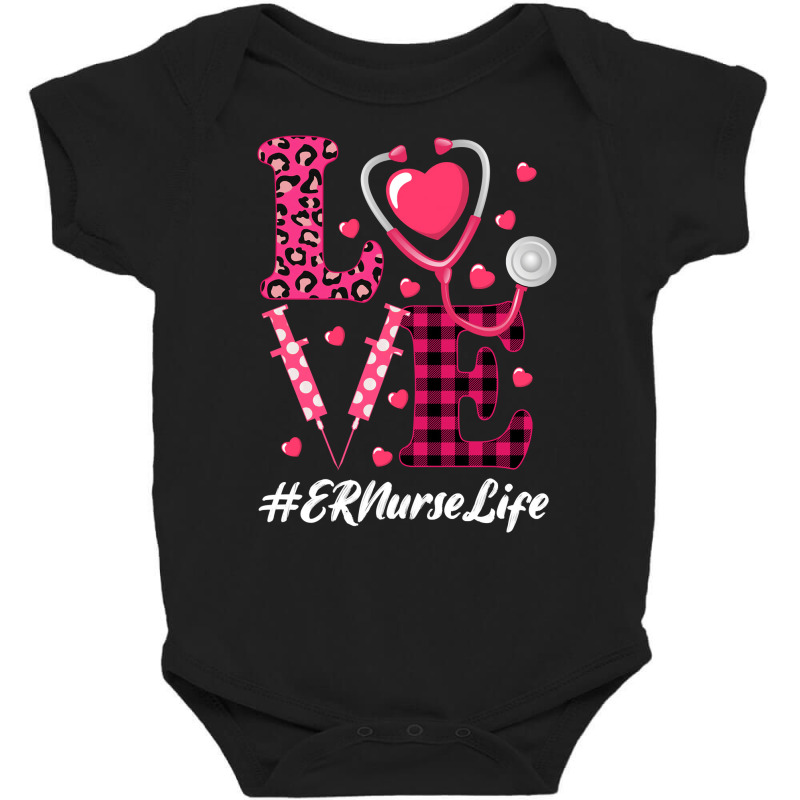 Love Stethoscope Hearts Er Nurse Valentine S Day Costume Long Sleeve T Baby Bodysuit | Artistshot