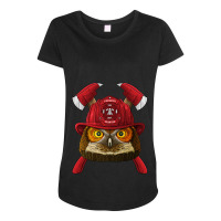 Firefighter Owl Fireman Boys Kids Fire Rescue Animal 246 Maternity Scoop Neck T-shirt | Artistshot