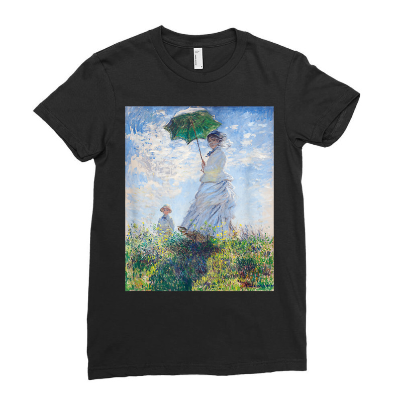 Monet's Woman With A Parasol  Modern Art Famous Painting T Shirt Ladies Fitted T-Shirt by koleuuwla | Artistshot