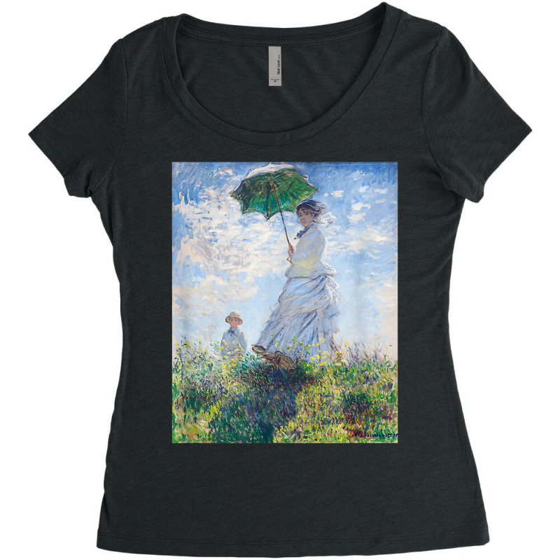 Monet's Woman With A Parasol  Modern Art Famous Painting T Shirt Women's Triblend Scoop T-shirt by koleuuwla | Artistshot