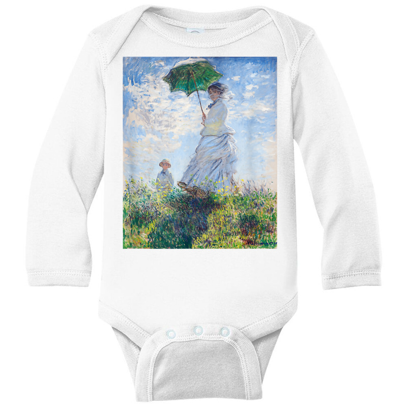 Monet's Woman With A Parasol  Modern Art Famous Painting T Shirt Long Sleeve Baby Bodysuit by koleuuwla | Artistshot