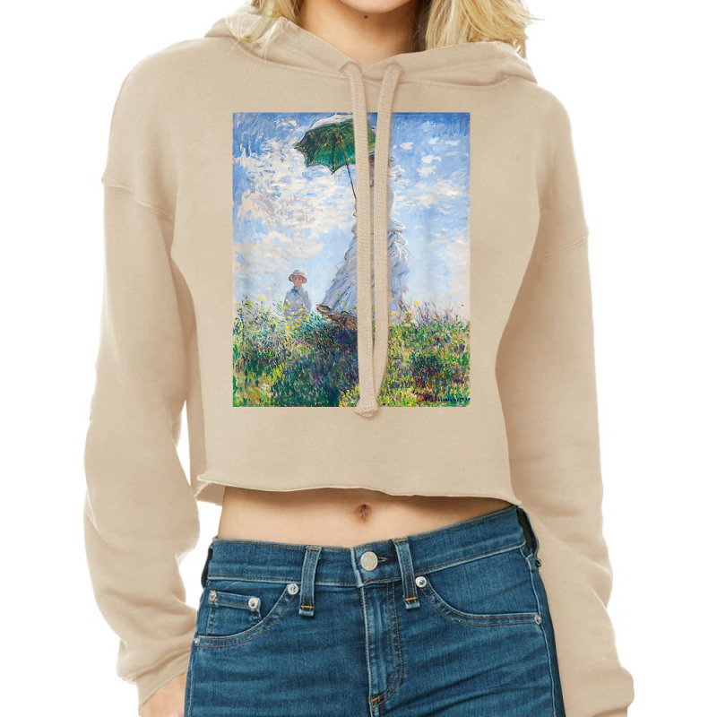 Monet's Woman With A Parasol  Modern Art Famous Painting T Shirt Cropped Hoodie by koleuuwla | Artistshot