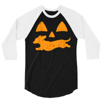 Pumpkin Eyes Dachshund Funny Halloween Jack O Lantern Dog T Shirt 3/4 Sleeve Shirt | Artistshot