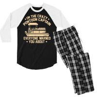 I'm The Crazy Pontoon Captain Pontoon Boat Pontooning Gift T Shirt Men's 3/4 Sleeve Pajama Set | Artistshot