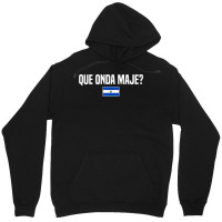 Que Onda Maje Salvadoran Slang El Salvador Flag T Shirt Unisex Hoodie | Artistshot