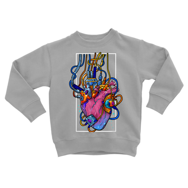 Cyborg Robot Heart Vaporwave Futuristic Cyberpunk Clothing T Shirt Toddler Sweatshirt by jenneyljkalasoha | Artistshot