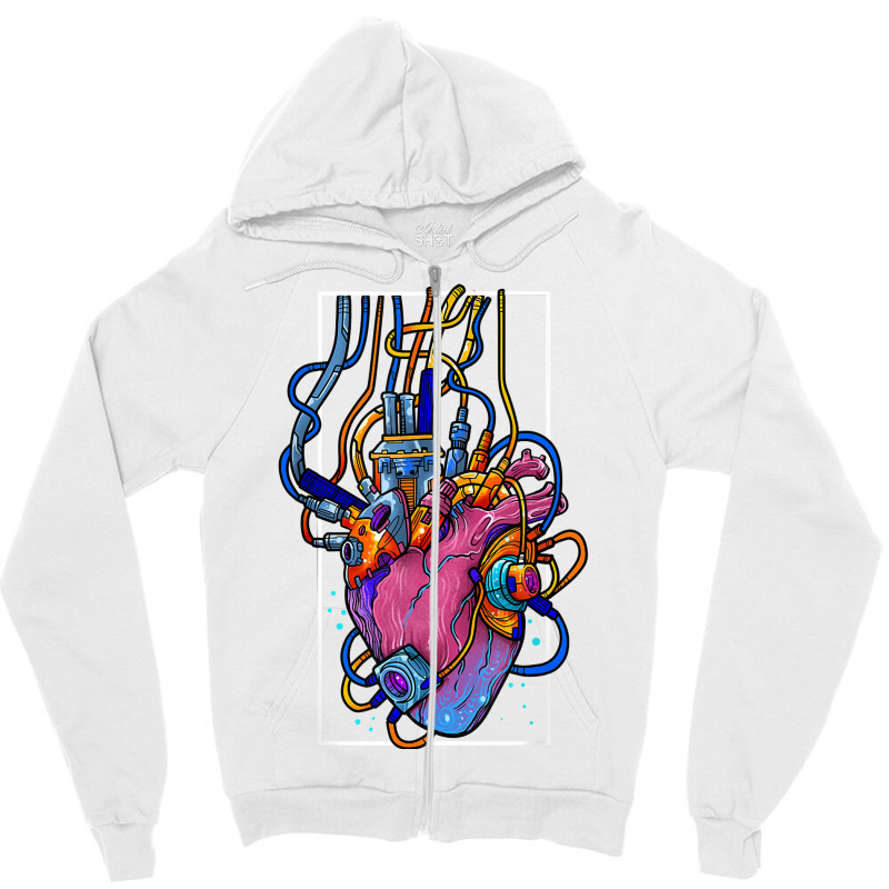 Cyborg Robot Heart Vaporwave Futuristic Cyberpunk Clothing T Shirt Zipper Hoodie by jenneyljkalasoha | Artistshot