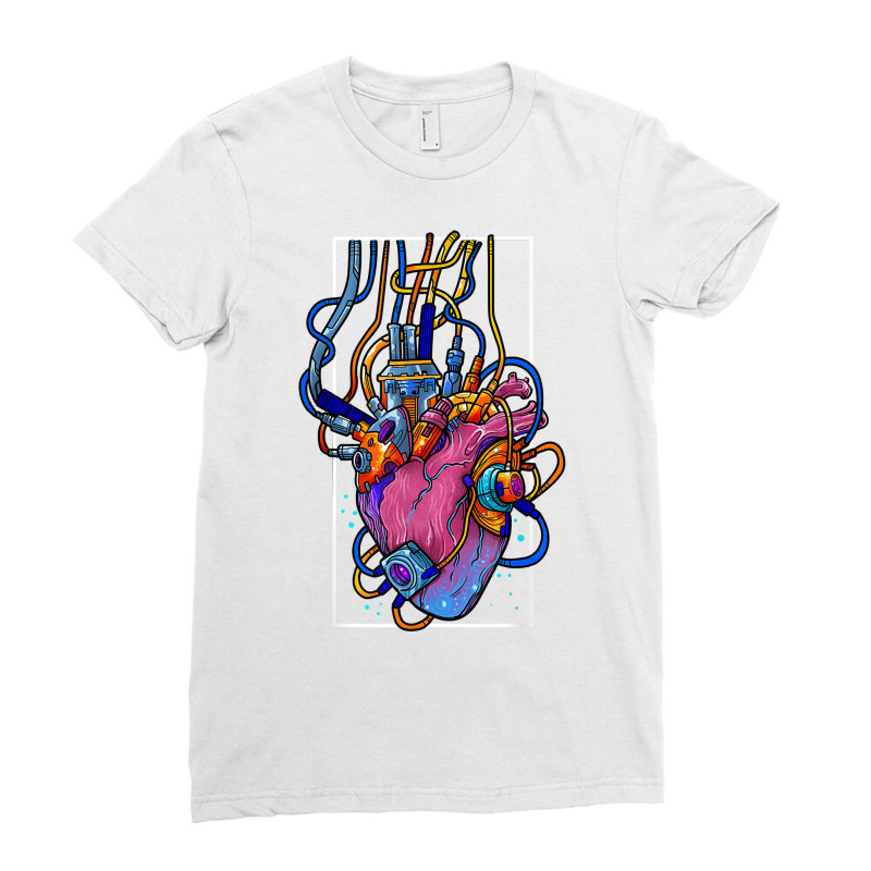 Cyborg Robot Heart Vaporwave Futuristic Cyberpunk Clothing T Shirt Ladies Fitted T-Shirt by jenneyljkalasoha | Artistshot