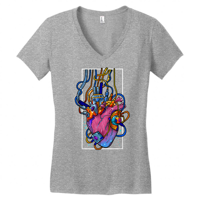 Cyborg Robot Heart Vaporwave Futuristic Cyberpunk Clothing T Shirt Women's V-Neck T-Shirt by jenneyljkalasoha | Artistshot