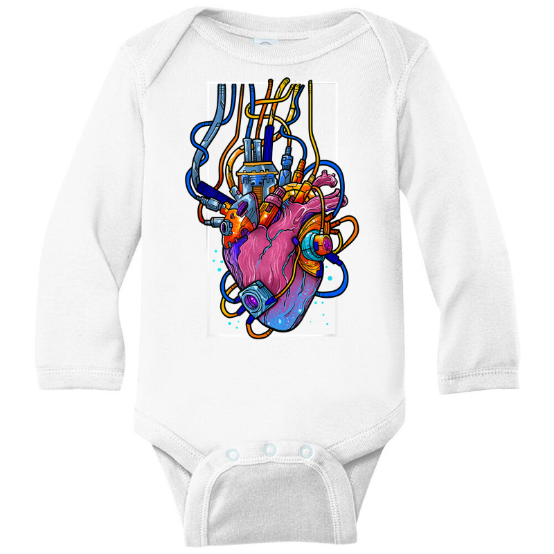 Cyborg Robot Heart Vaporwave Futuristic Cyberpunk Clothing T Shirt Long Sleeve Baby Bodysuit by jenneyljkalasoha | Artistshot