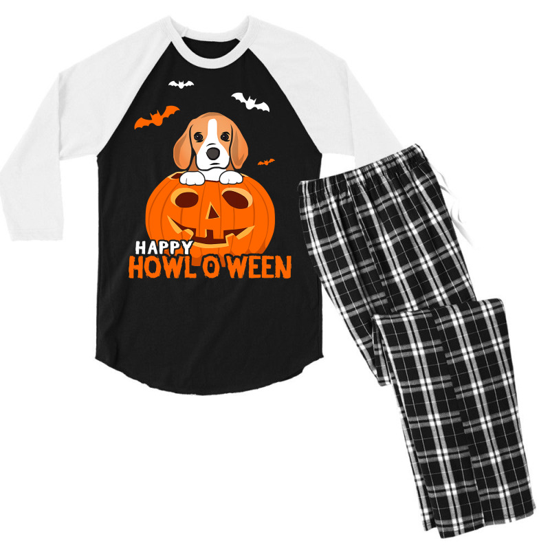 Cute Halloween Beagle Dog Pumpkin Costumes Thanksgiving T Shirt Men's 3/4 Sleeve Pajama Set | Artistshot