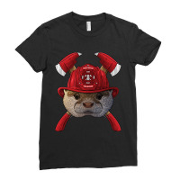 Firefighter Otter Fireman Boys Kids Fire Rescue Animal 258 Ladies Fitted T-shirt | Artistshot