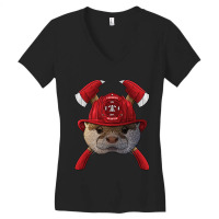 Firefighter Otter Fireman Boys Kids Fire Rescue Animal 258 Women's V-neck T-shirt | Artistshot