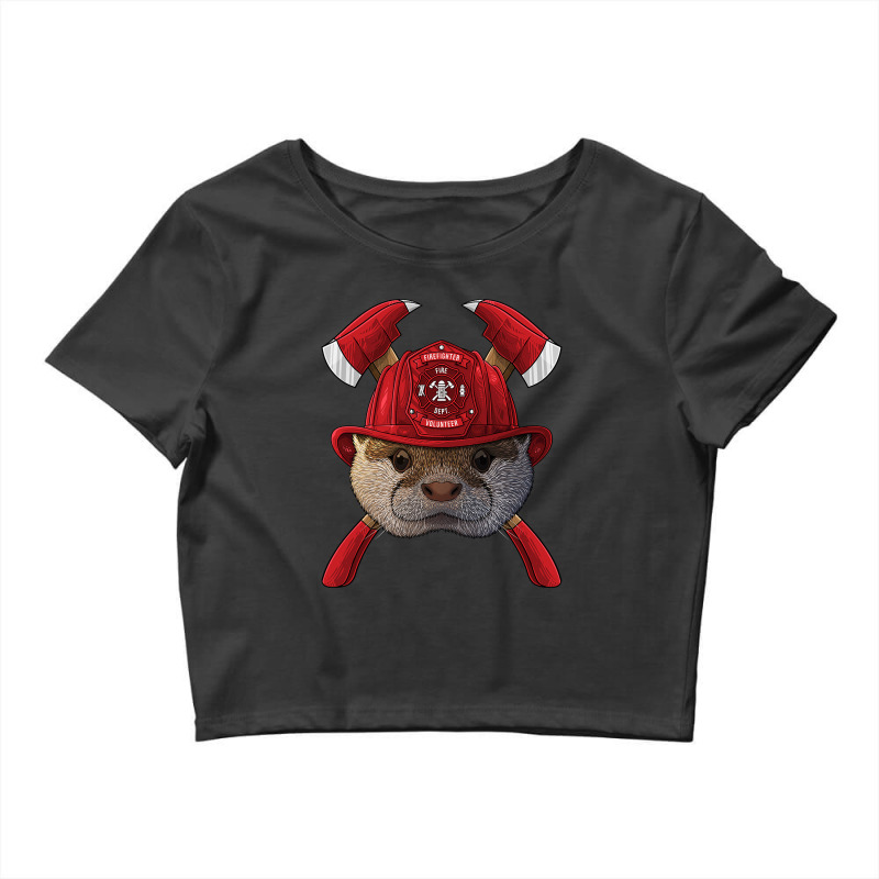 Firefighter Otter Fireman Boys Kids Fire Rescue Animal 258 Crop Top by pester | Artistshot