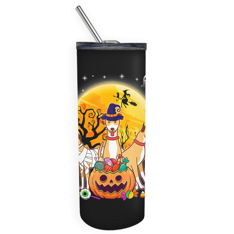 Whippets Dog Mummy Witch Moon Ghosts Happy Halloween Day 119 Skinny Tumbler | Artistshot