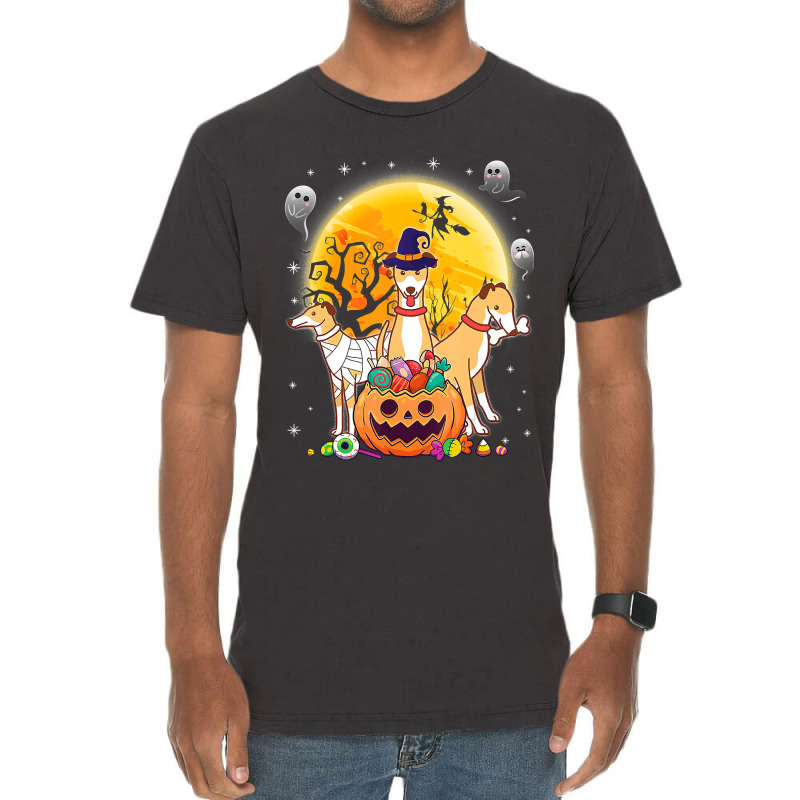 Whippets Dog Mummy Witch Moon Ghosts Happy Halloween Day 119 Vintage T-shirt | Artistshot