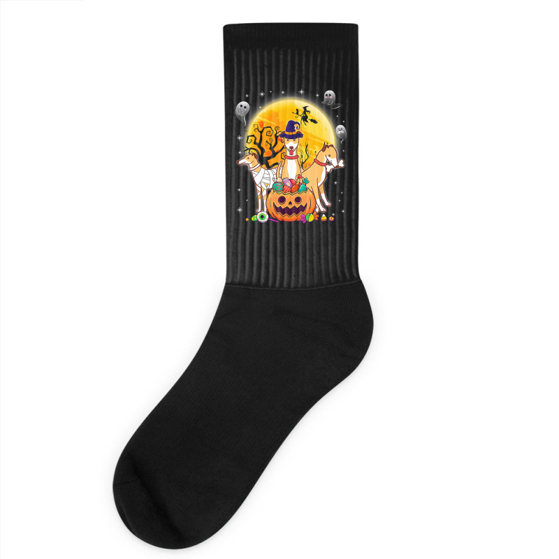 Whippets Dog Mummy Witch Moon Ghosts Happy Halloween Day 119 Socks | Artistshot