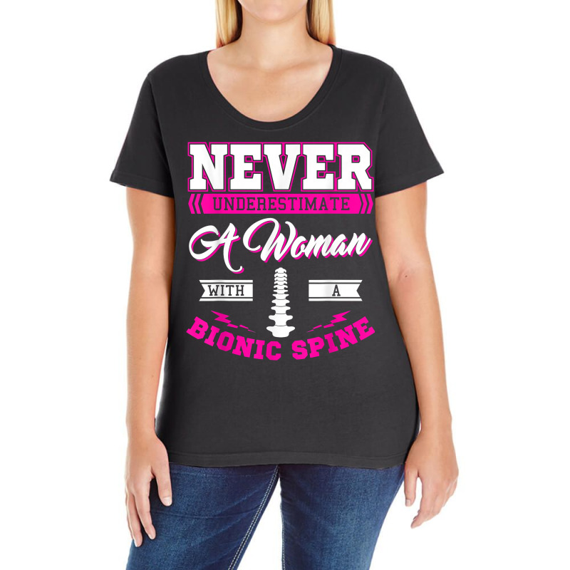 Teacher Fun Never Underestimate A Woman With A Bionic Spine T Shirt Ladies Curvy T-Shirt by aringzaodeanl | Artistshot