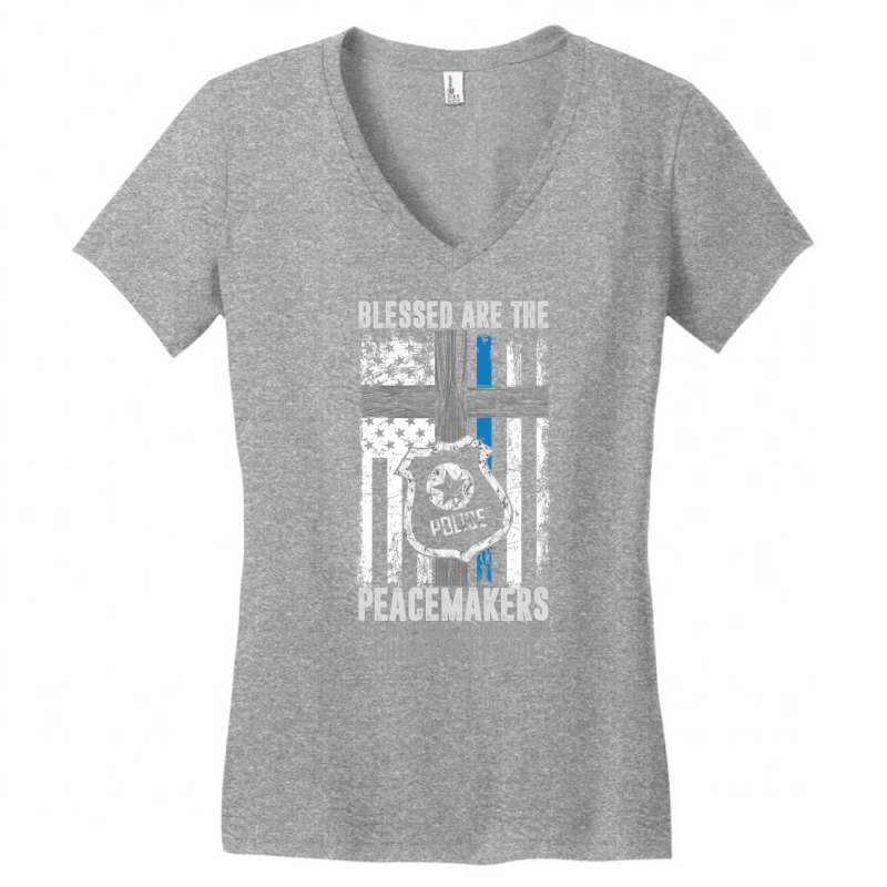 Blessed Are The Peacemakers Police Officer Blue Line Women's V-neck T-shirt | Artistshot