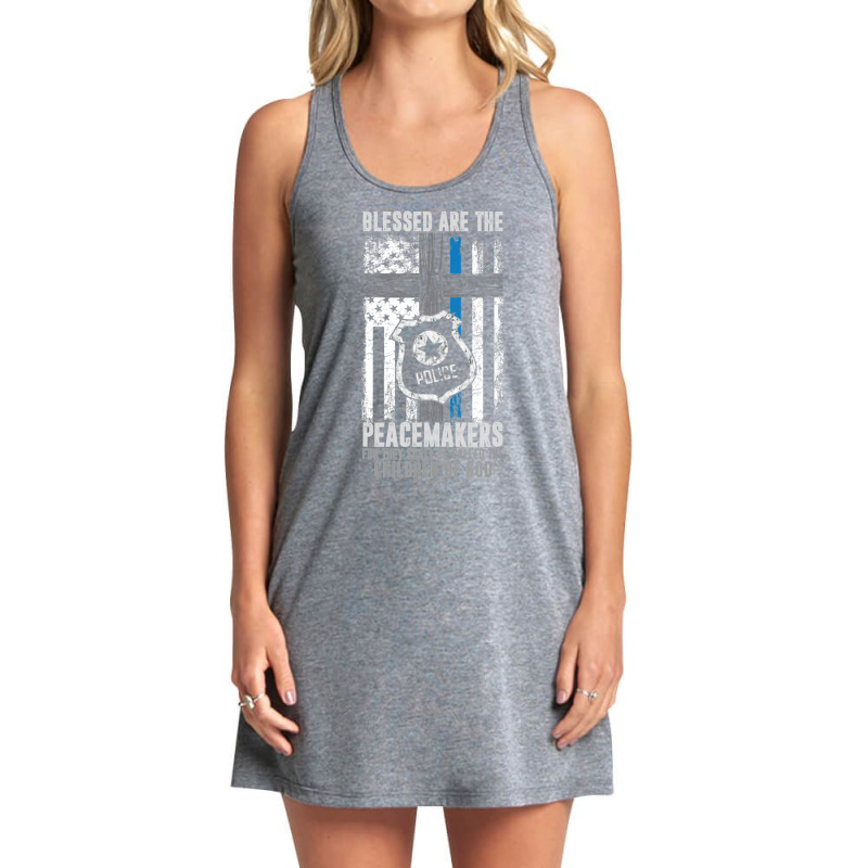 Blessed Are The Peacemakers Police Officer Blue Line Tank Dress | Artistshot