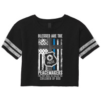 Blessed Are The Peacemakers Police Officer Blue Line Scorecard Crop Tee | Artistshot