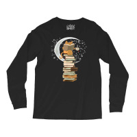 Reading By Moonlight, Books, Coffee And Cute Cat T Shirt Long Sleeve Shirts | Artistshot