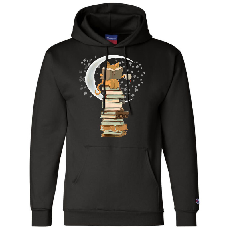 Reading By Moonlight, Books, Coffee And Cute Cat T Shirt Champion Hoodie | Artistshot