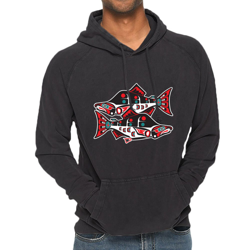 Alaska Native American Indian Salmon Fishing Tlingit Art Iii Pullover Vintage Hoodie by Maria_Jezierski | Artistshot