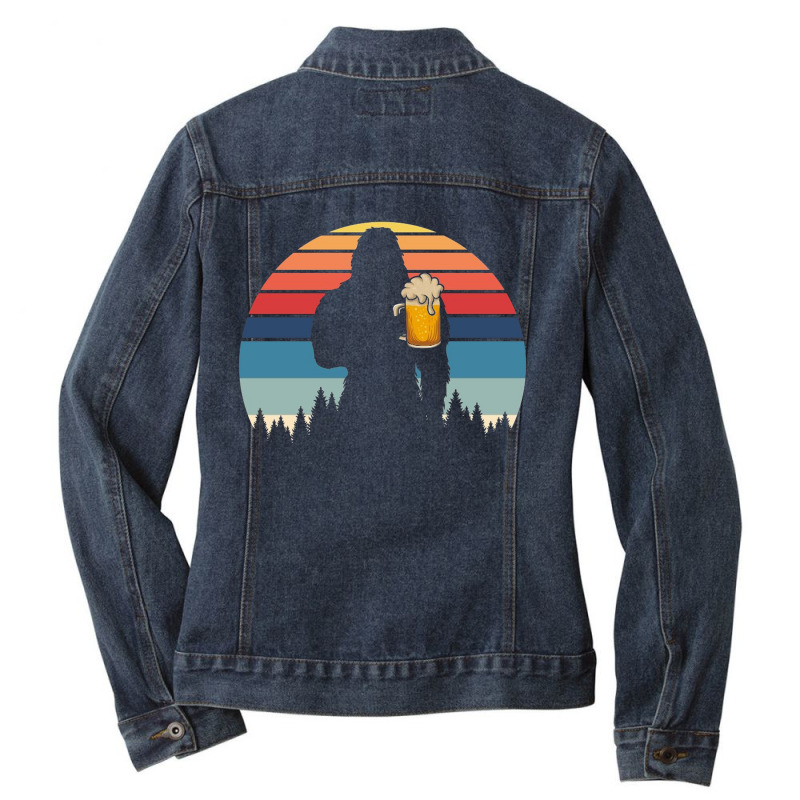 Beer Retro Ladies Denim Jacket by Valerie_Art | Artistshot