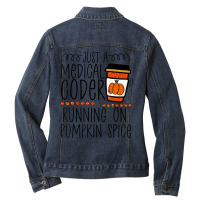 Halloween Fall Pumpkin Spice Medical Coder Coding Ladies Denim Jacket | Artistshot