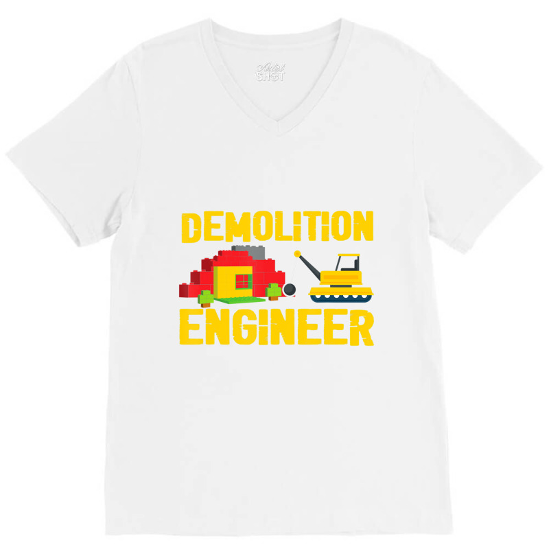 Demolition Engineer Master Builder Building Blocks Bricks V-neck Tee | Artistshot