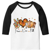 Peace Love Fall Autumn Season Pumpkin Halloween Coffee Lover Youth 3/4 Sleeve | Artistshot