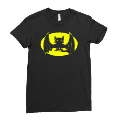 Bat Moon Ladies Fitted T-shirt Designed By Icang Waluyo
