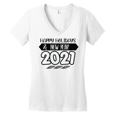 Happy Holidays New Year 2021 2 Women's V-neck T-shirt Designed By Thanchashop