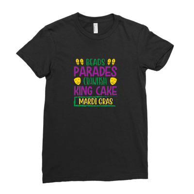 Beads Parades Crawfish King Cake Mardi Gras Ladies Fitted T-shirt Designed By John79