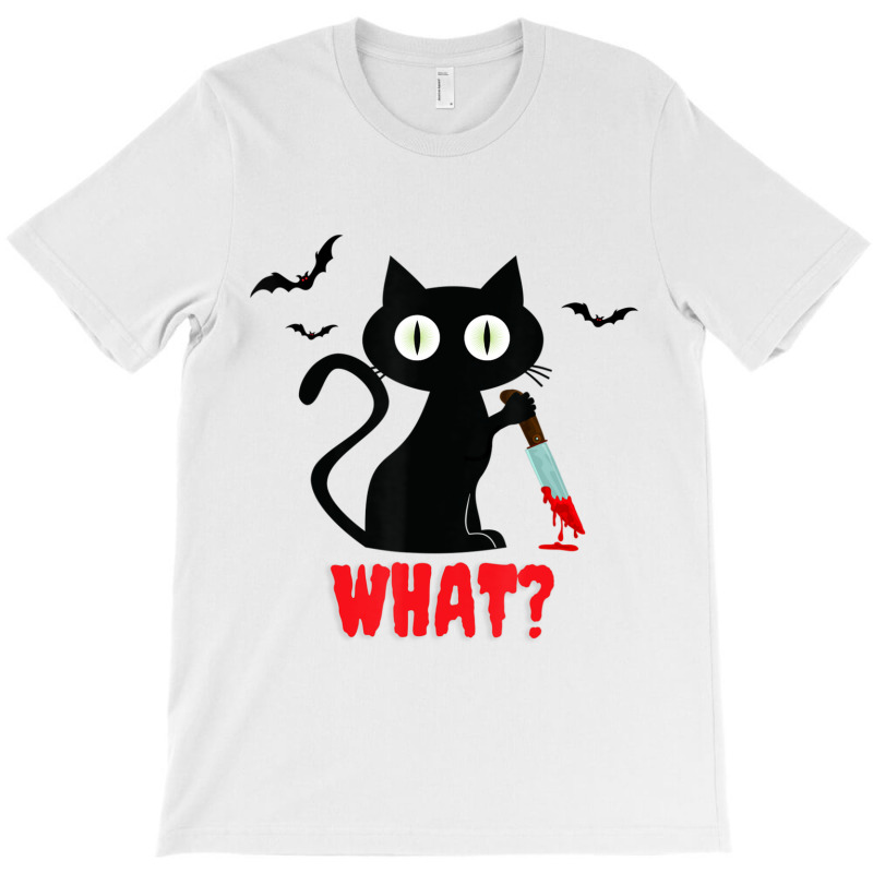 Black Cat With Knife Halloween T-Shirt by BuenoBloom | Artistshot