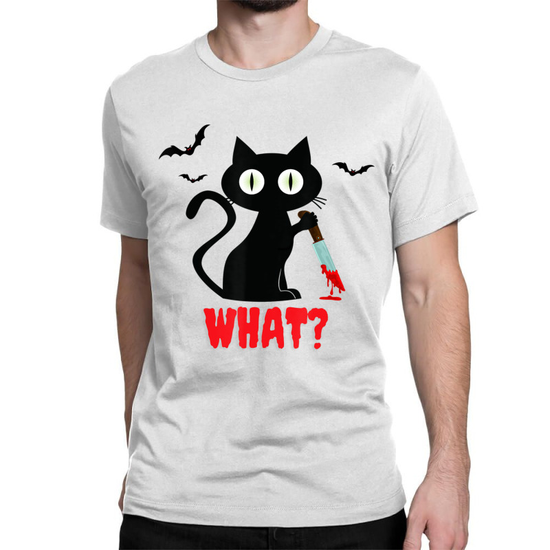 Black Cat With Knife Halloween Classic T-shirt by BuenoBloom | Artistshot