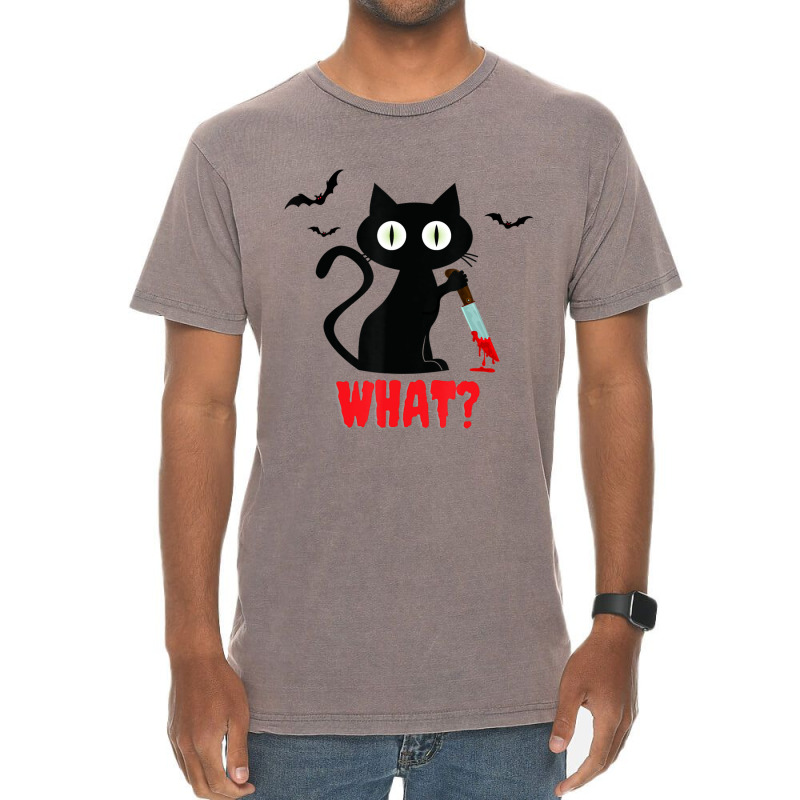 Black Cat With Knife Halloween Vintage T-Shirt by BuenoBloom | Artistshot